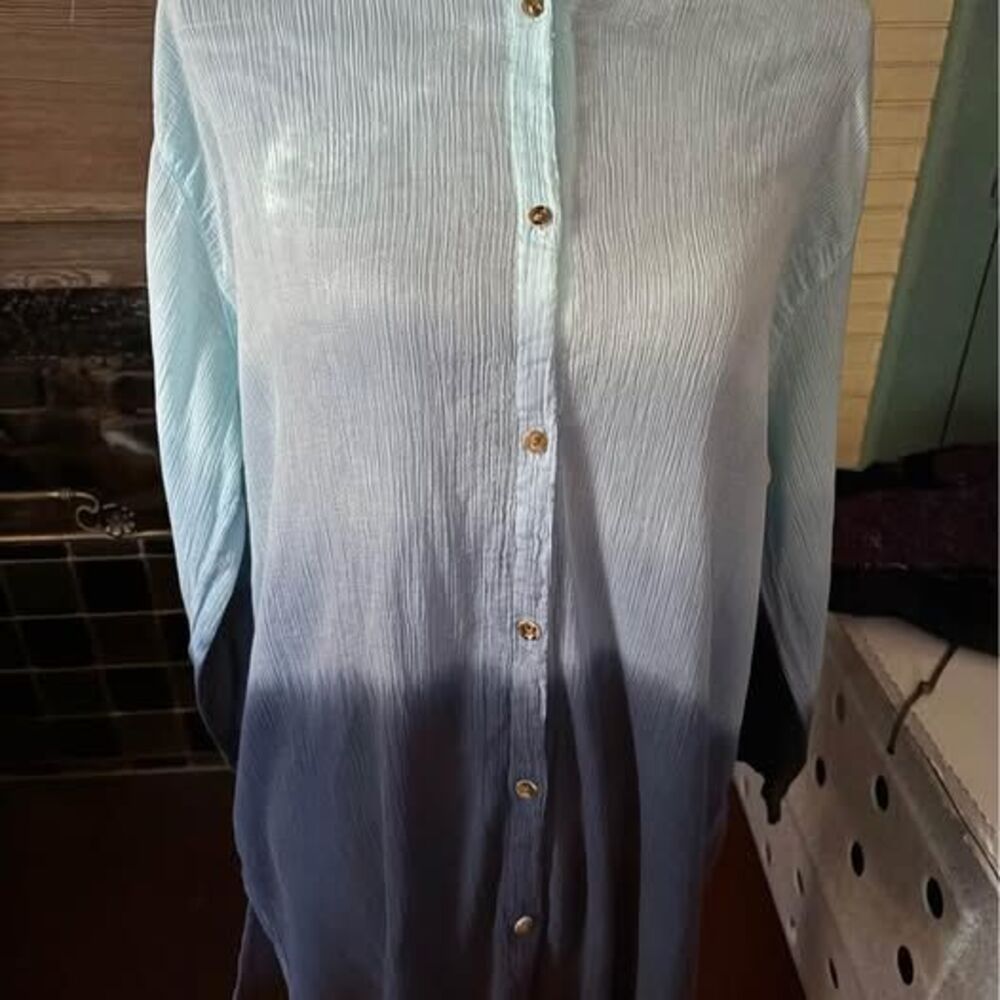 Alona Rose Size Medium Crepe Hombre tunic Blouse Cotton 44" Bust 30" L